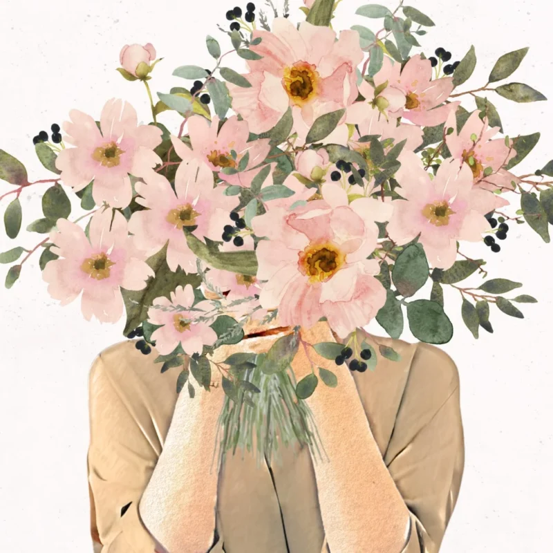 Tyttö ja kimppu -kortti - Nordic Design