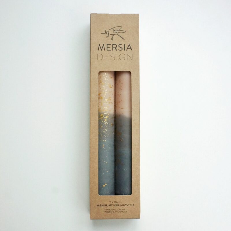 Käsinvärjätyt kynttilät - beige-harmaa