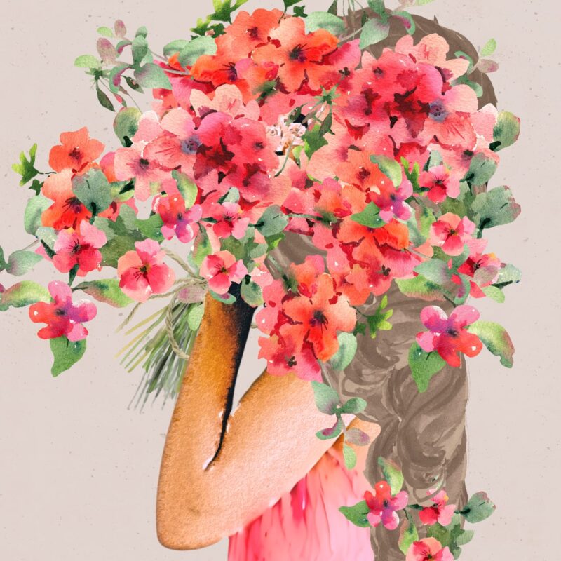 Tyttö ja kukat -kortti - Nordic Design